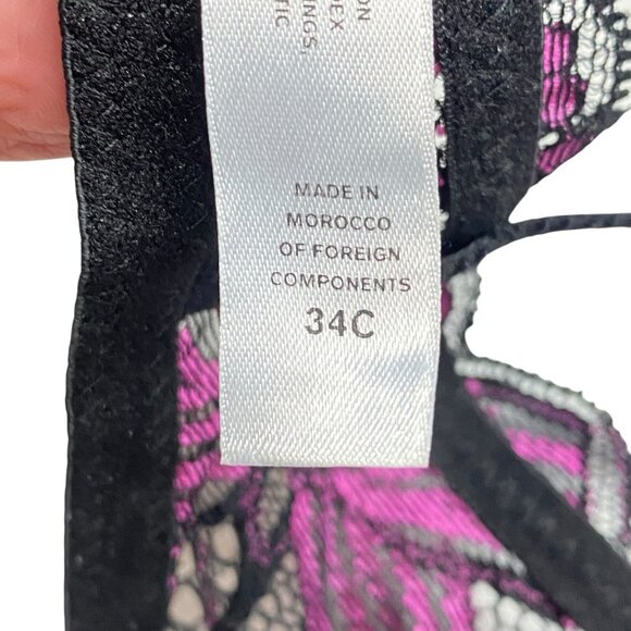 CHANTAL THOMASS Victoria Secret Women Underwire Bra Sz 34C Pink Black Lace 2-27 - Picture 6 of 8